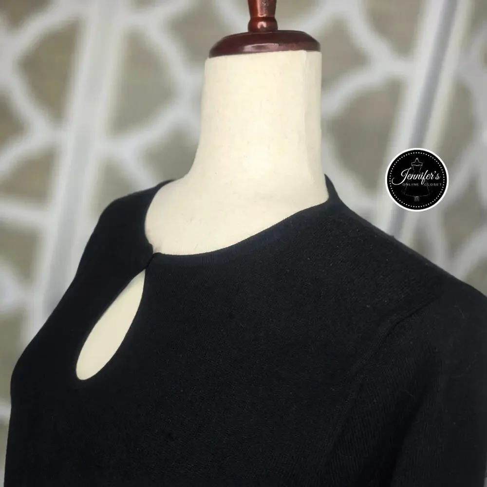 Axcess (Liz Claiborne) Black Front Button Keyhole 3/4 Sleeve Sweater Size Large